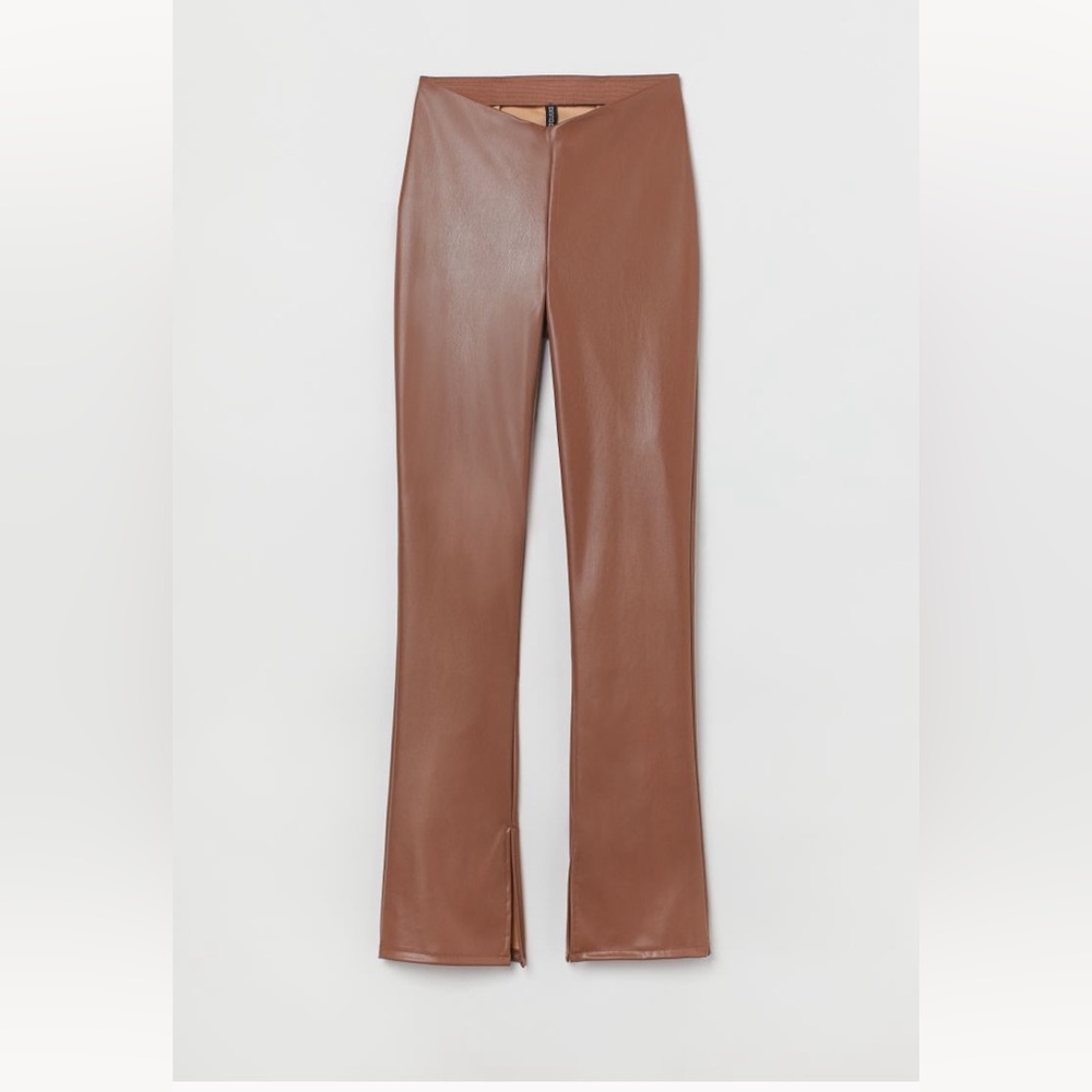 H&M split vegan leather pants NEW! (Brown)